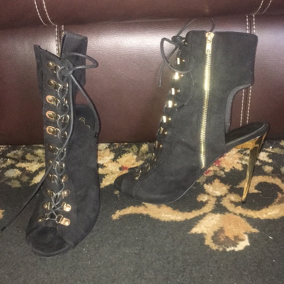 Corset Lace Up Mule Golden Heel - Picture 2 of 4